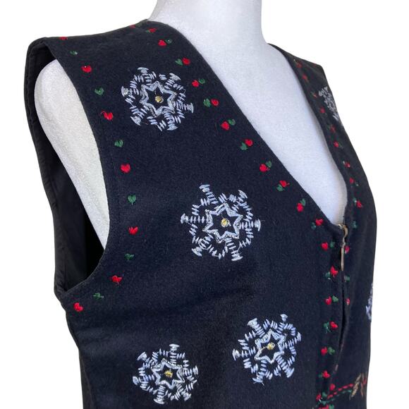 Paul Harris Sz M Vintage Wool Blend Christmas Holiday Vest Embroidered Retro - Picture 3 of 16